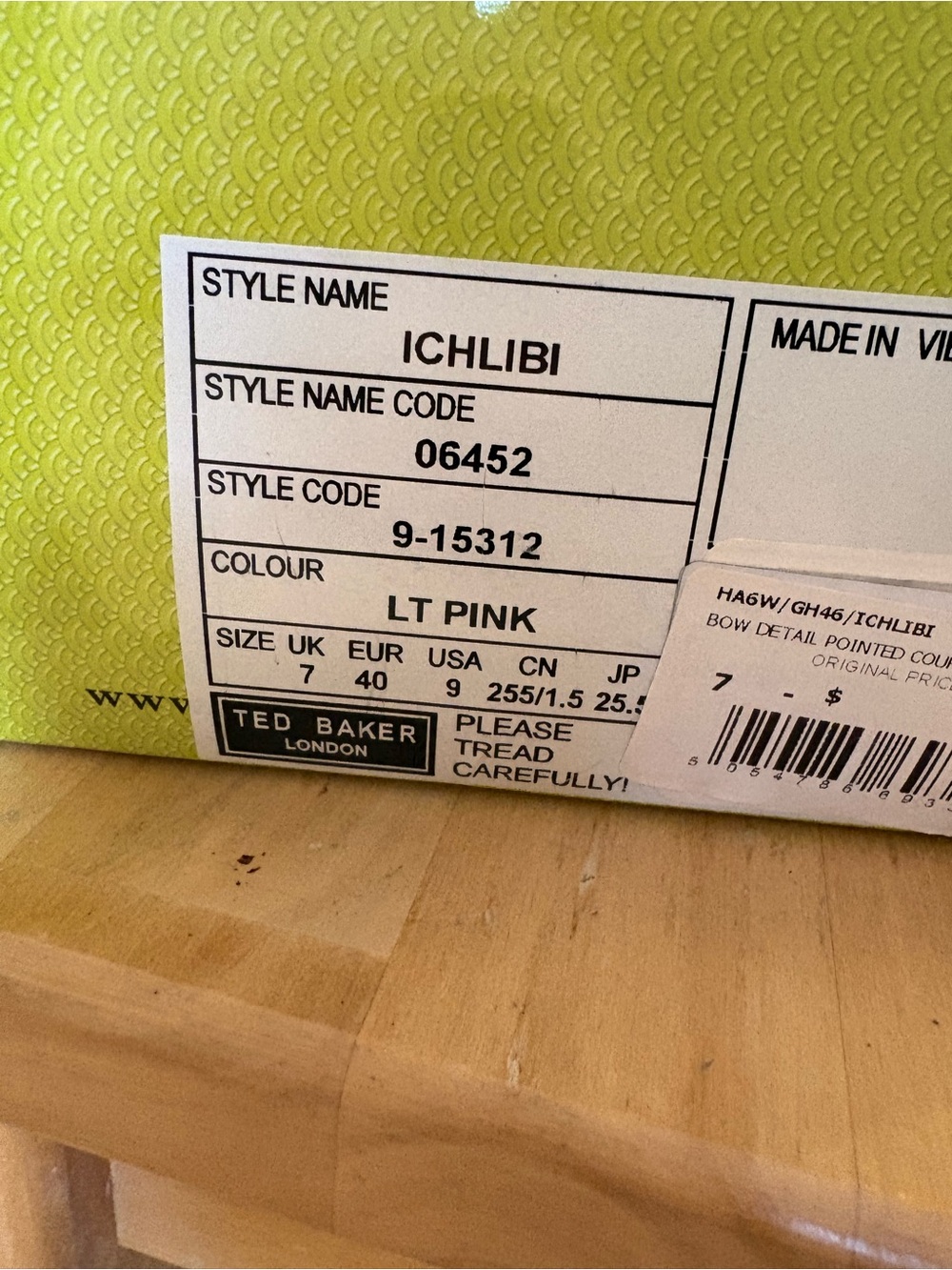 Ted Baker Light Pink Satin Heels with Decorative Insole - Picture 6 of 6